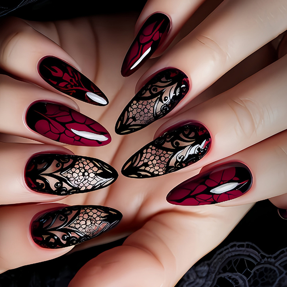 Nail Art Press On - Kadınlar için orta boy takma tırnaklar